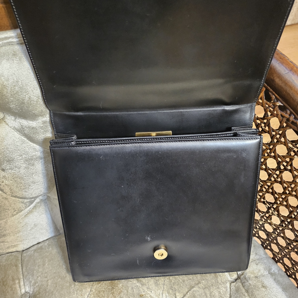 RARE Authentic Vintage Givenchy Black Shoulder Bag with Gold Accent - Picture 7 of 8